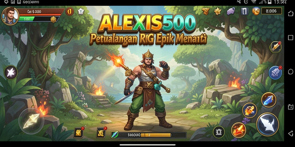 Tangkapan layar ALEXIS500 menampilkan aksi pertarungan seru dan petualangan epik.