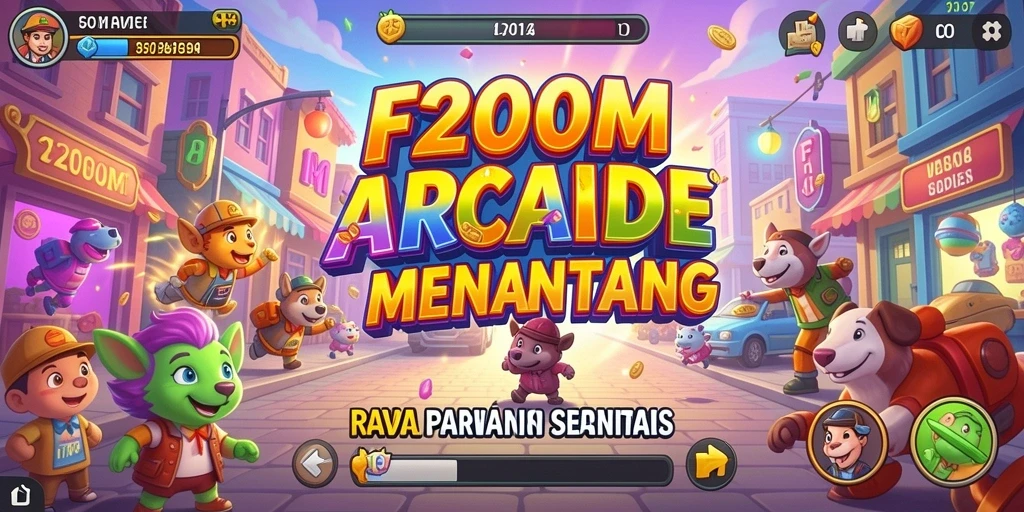 Screenshot F200M menampilkan gameplay seru dalam gaya Arcade.