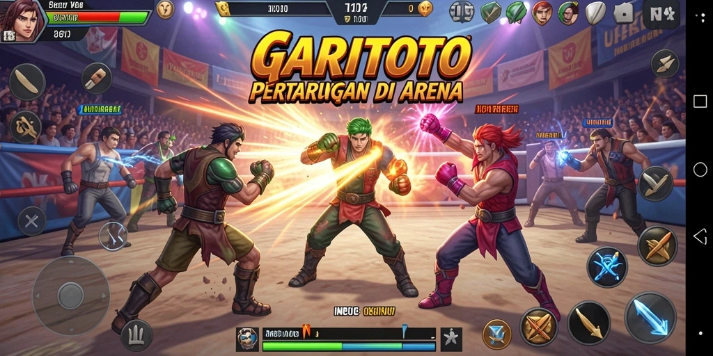 Screenshot utama GARITOTO menampilkan aksi pertarungan yang mendebarkan.