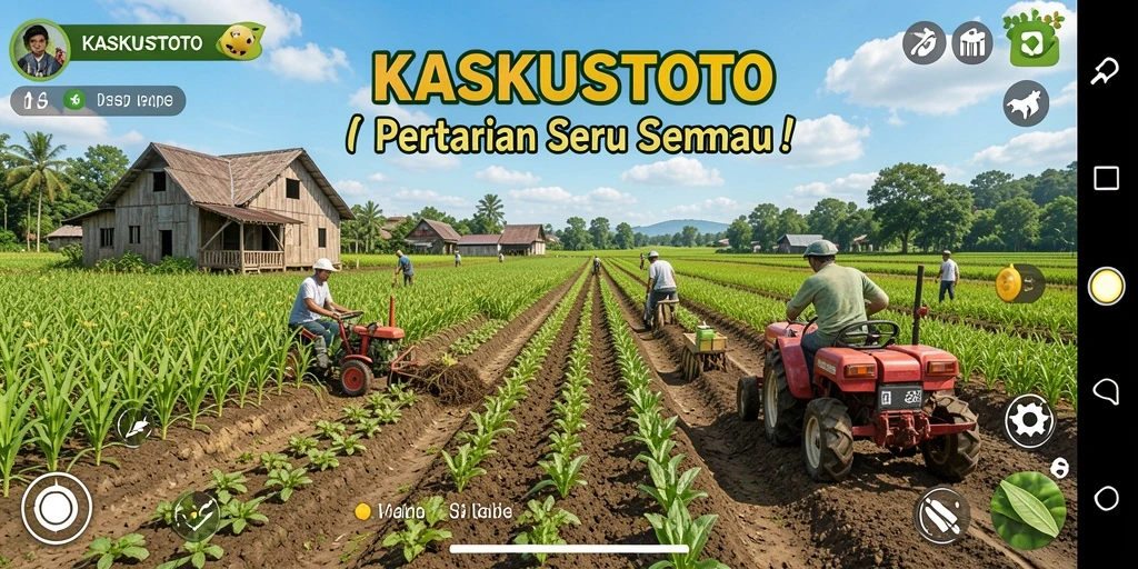 Tangkapan layar gameplay KASKUSTOTO dengan aktivitas pertanian yang menarik.