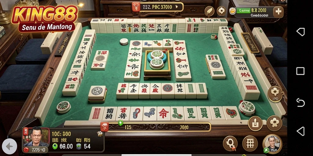 Tangkapan layar KING88 menunjukkan gameplay Mahjong yang mendebarkan.