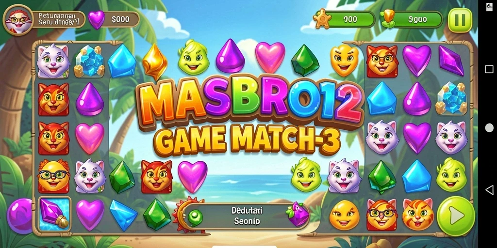 Tampilan gameplay seru dalam <strong>MASBRO12</strong>, penuh warna dan tantangan.