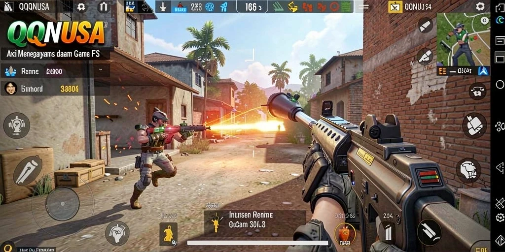 Tampilan aksi intens dalam gameplay QQNUSA