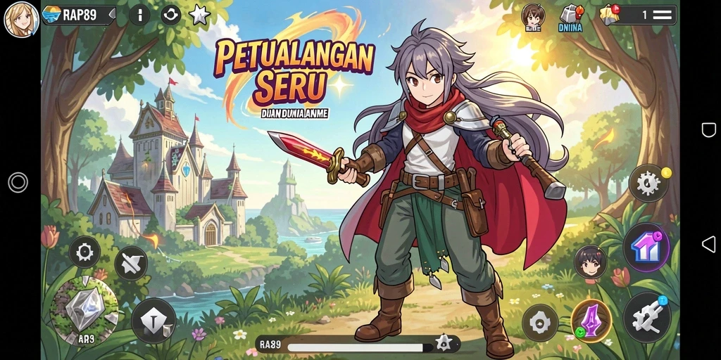 Tampilan gameplay seru RAP89 dengan karakter Anime favorit.
