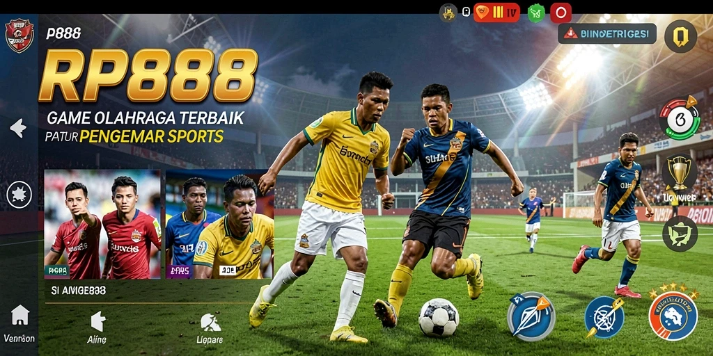 Tampilan seru dari RP888 dengan karakter yang beraksi dalam pertandingan olahraga.