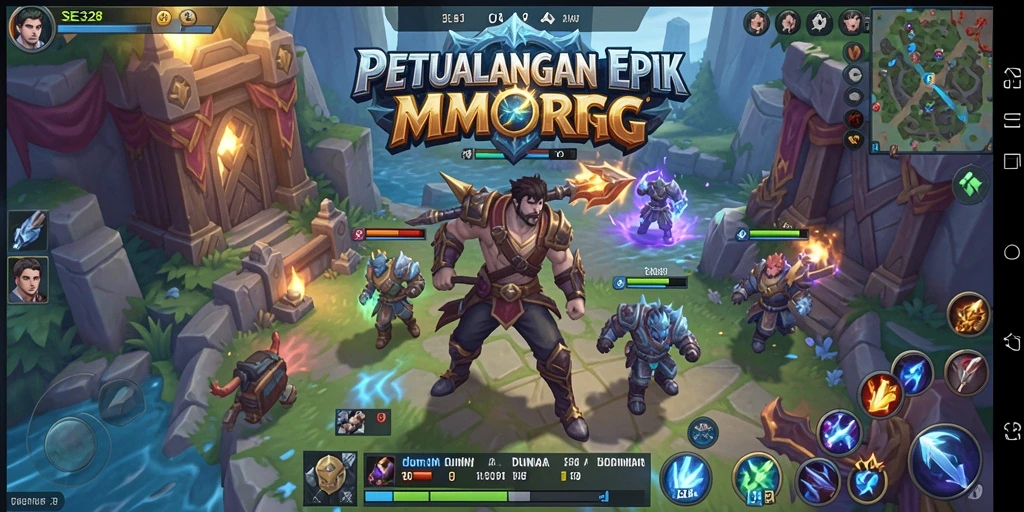 Tangkapan layar utama SE328 menampilkan aksi pertempuran seru dalam dunia MMORPG.