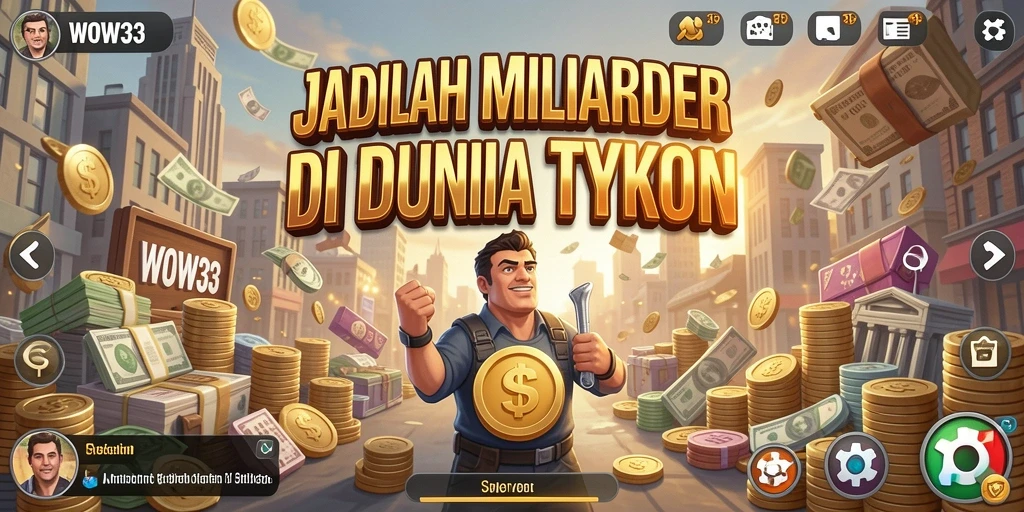 Screenshot utama WOW33 menampilkan pengelolaan bisnis yang sangat realistis.