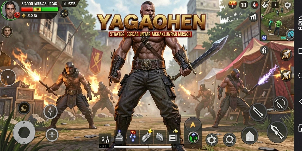 Screenshot YAGAOHEN menampilkan pertempuran taktis yang mendebarkan.